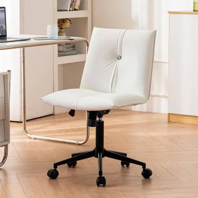 Modern Armless Leather Office Chair - Comfortable Swivel Desk Chair with Wheels for Home and Office - Platinum-Level Office Chairs
