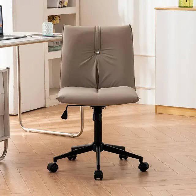 Modern Armless Leather Office Chair - Comfortable Swivel Desk Chair with Wheels for Home and Office - Platinum-Level Office Chairs