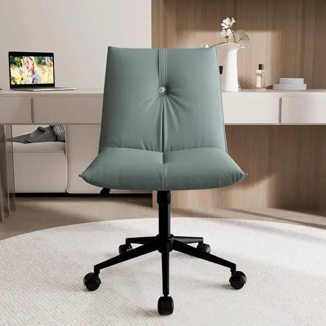 Modern Armless Leather Office Chair - Comfortable Swivel Desk Chair with Wheels for Home and Office - Platinum-Level Office Chairs