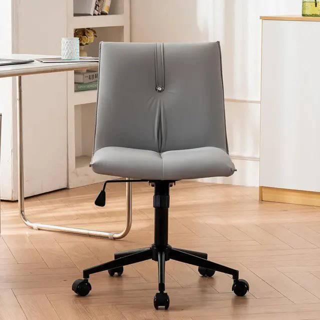Modern Armless Leather Office Chair - Comfortable Swivel Desk Chair with Wheels for Home and Office - Platinum-Level Office Chairs