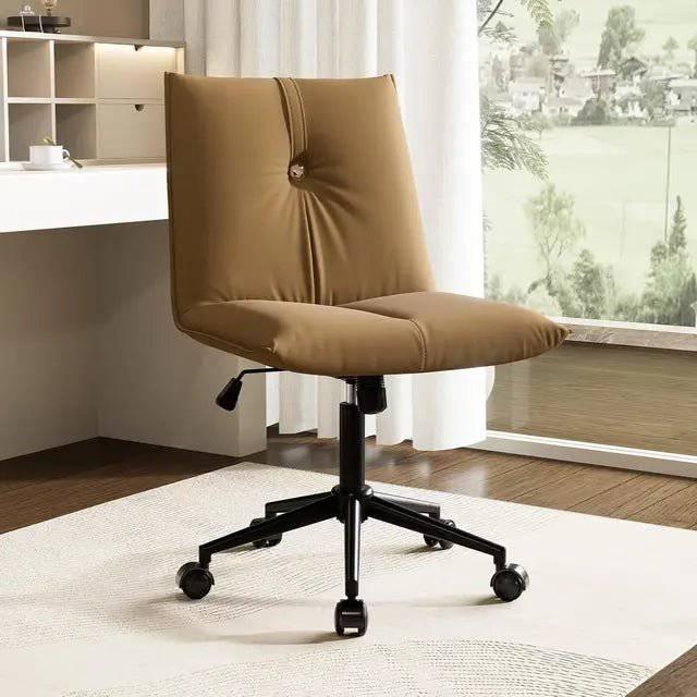Modern Armless Leather Office Chair - Comfortable Swivel Desk Chair with Wheels for Home and Office - Platinum-Level Office Chairs