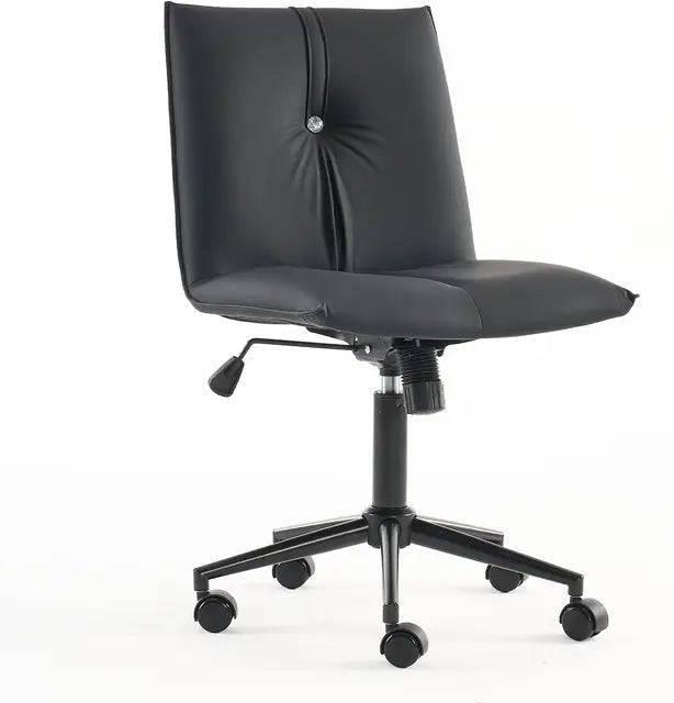 Modern Armless Leather Office Chair - Comfortable Swivel Desk Chair with Wheels for Home and Office - Platinum-Level Office Chairs