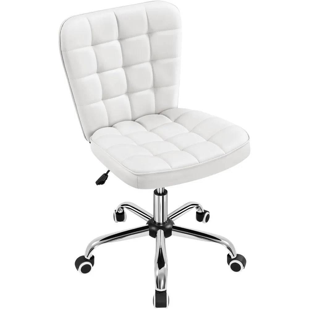 Modern Armless Tufted Office Chair with Faux Leather Upholstery and Adjustable Height - Platinum-Level Office Chairs