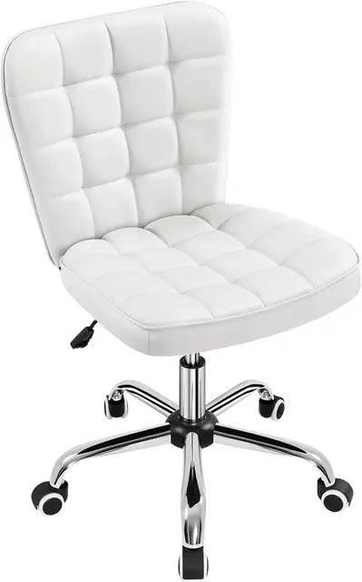 Modern Armless Tufted Office Chair with Faux Leather Upholstery and Adjustable Height - Platinum-Level Office Chairs