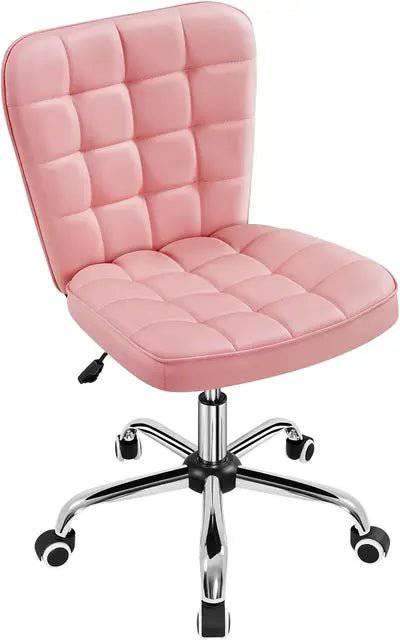Modern Armless Tufted Office Chair with Faux Leather Upholstery and Adjustable Height - Platinum-Level Office Chairs