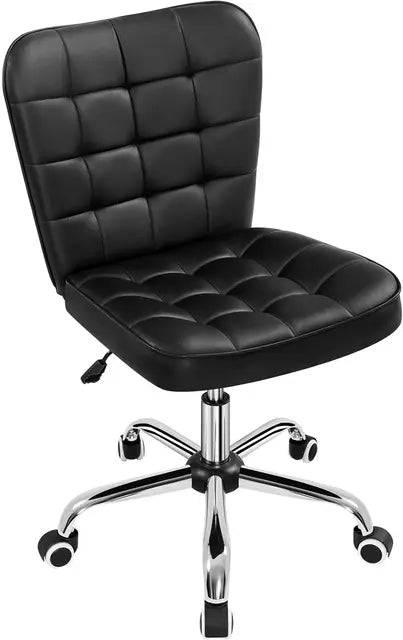 Modern Armless Tufted Office Chair with Faux Leather Upholstery and Adjustable Height - Platinum-Level Office Chairs