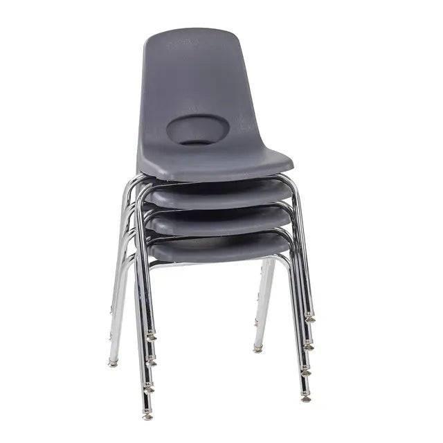 Stackable 18-Inch School Chair Set of 4 with Chromed Steel Legs and Self-Leveling Glides for Classroom and Home Learning - Platinum-Level Office Chairs