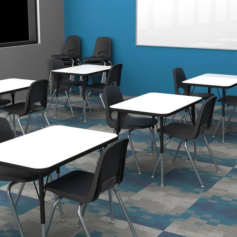 Stackable 18-Inch School Chair Set of 4 with Chromed Steel Legs and Self-Leveling Glides for Classroom and Home Learning - Platinum-Level Office Chairs