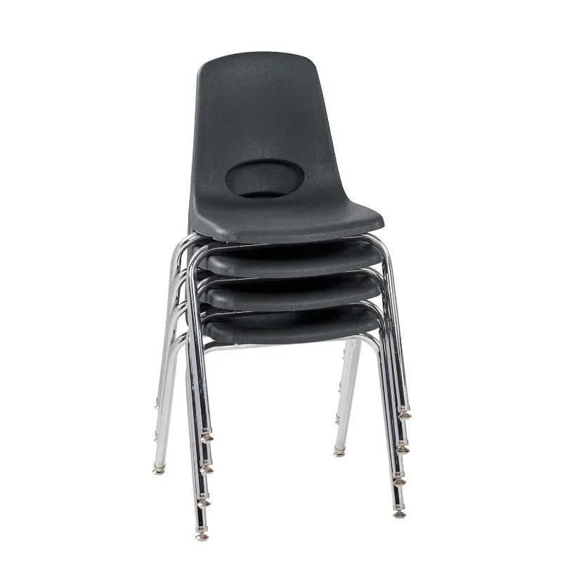 Stackable 18-Inch School Chair Set of 4 with Chromed Steel Legs and Self-Leveling Glides for Classroom and Home Learning - Platinum-Level Office Chairs