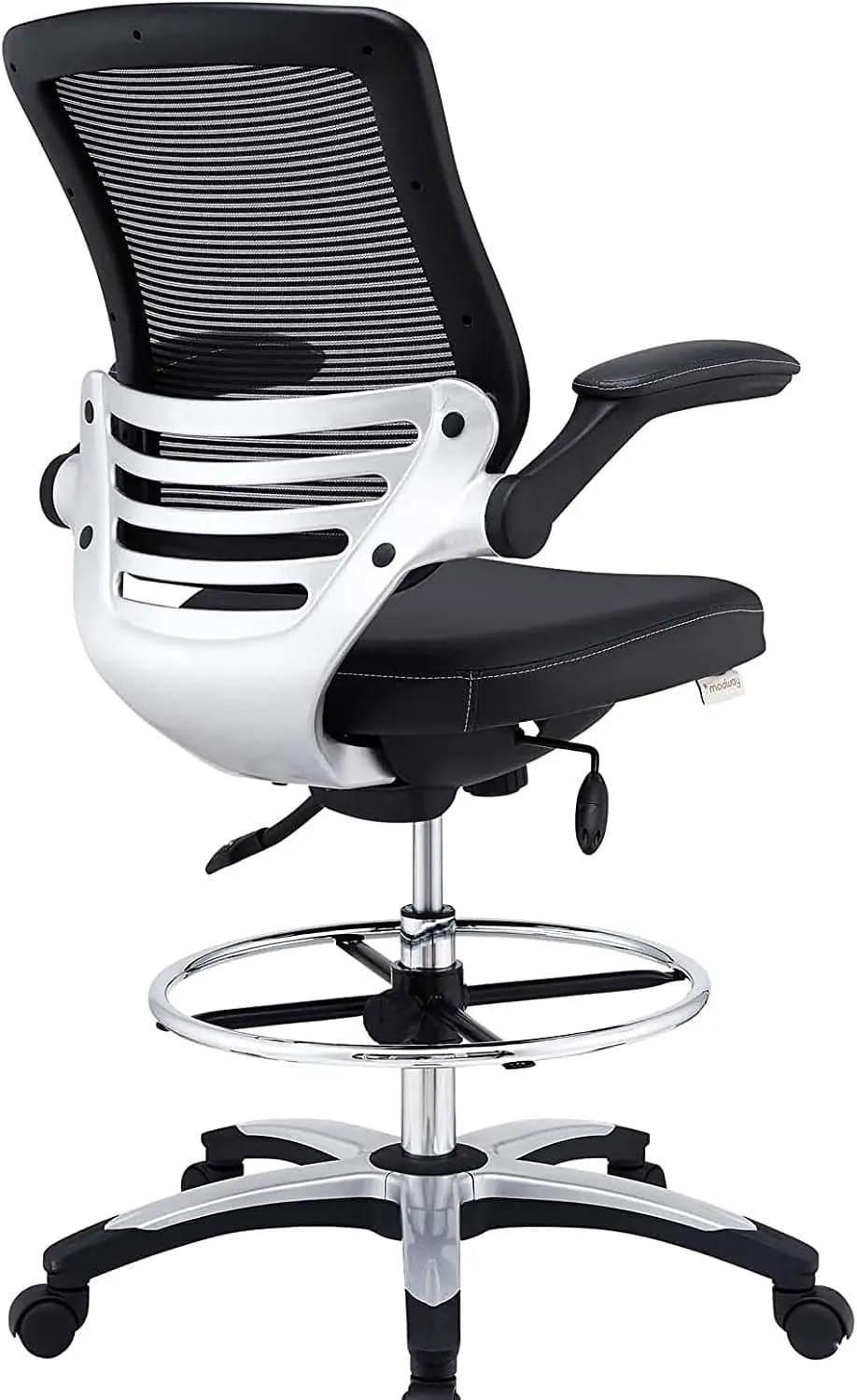 Versatile Ergonomic Drafting Chair with Flip-Up Arms for Studio and Reception Use in Black - Platinum-Level Office Chairs