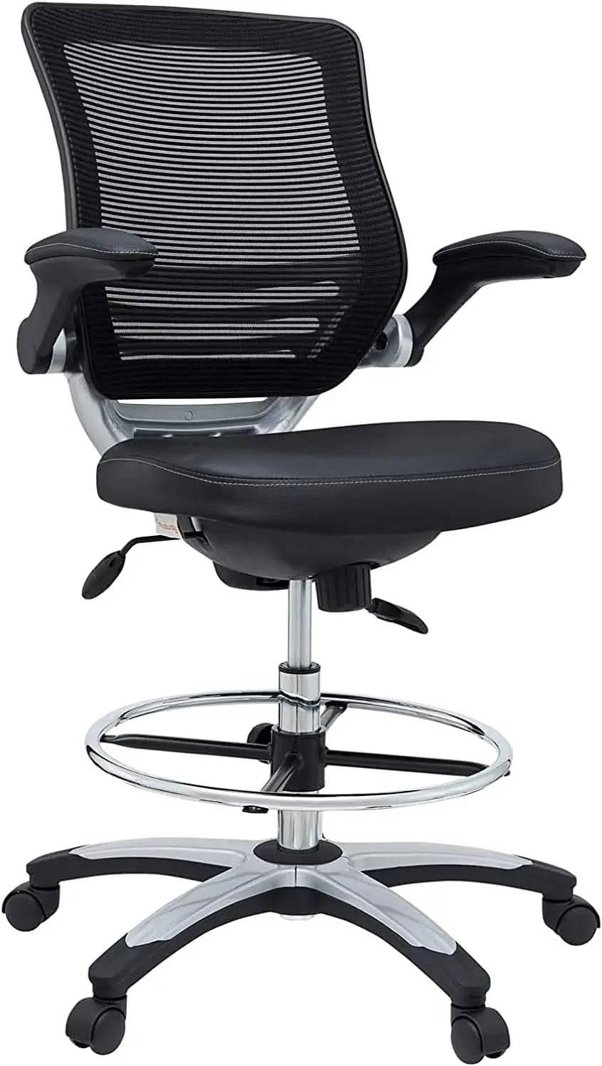 Versatile Ergonomic Drafting Chair with Flip-Up Arms for Studio and Reception Use in Black - Platinum-Level Office Chairs
