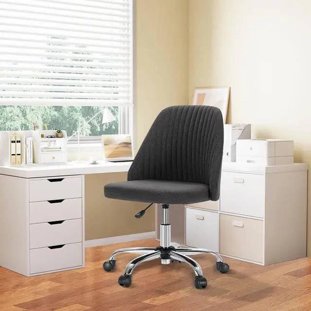 Modern Armless Desk Chair with Soft Fabric Upholstery, Stylish Swivel Office Chair for Home and School Use - Platinum-Level Office Chairs