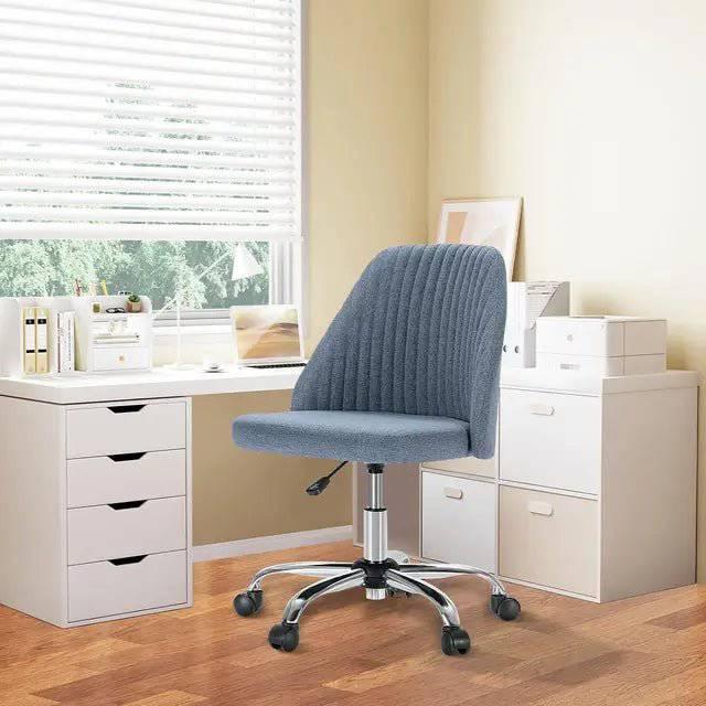 Modern Armless Desk Chair with Soft Fabric Upholstery, Stylish Swivel Office Chair for Home and School Use - Platinum-Level Office Chairs