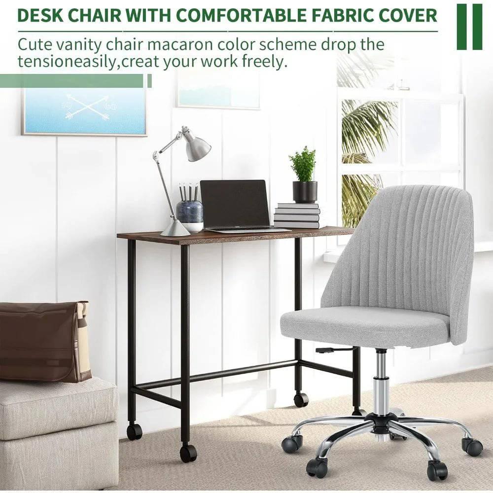 Modern Armless Desk Chair with Soft Fabric Upholstery, Stylish Swivel Office Chair for Home and School Use - Platinum-Level Office Chairs