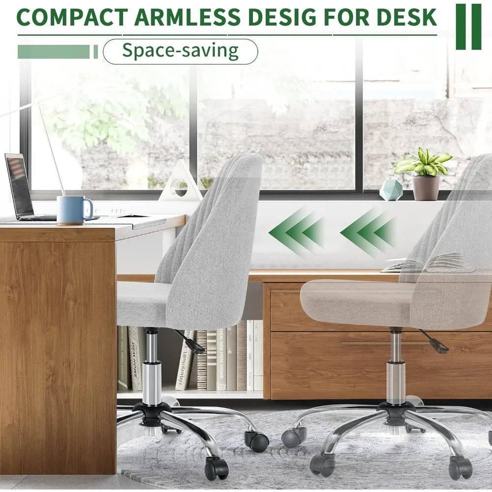 Modern Armless Desk Chair with Soft Fabric Upholstery, Stylish Swivel Office Chair for Home and School Use - Platinum-Level Office Chairs