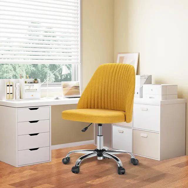Modern Armless Desk Chair with Soft Fabric Upholstery, Stylish Swivel Office Chair for Home and School Use - Platinum-Level Office Chairs