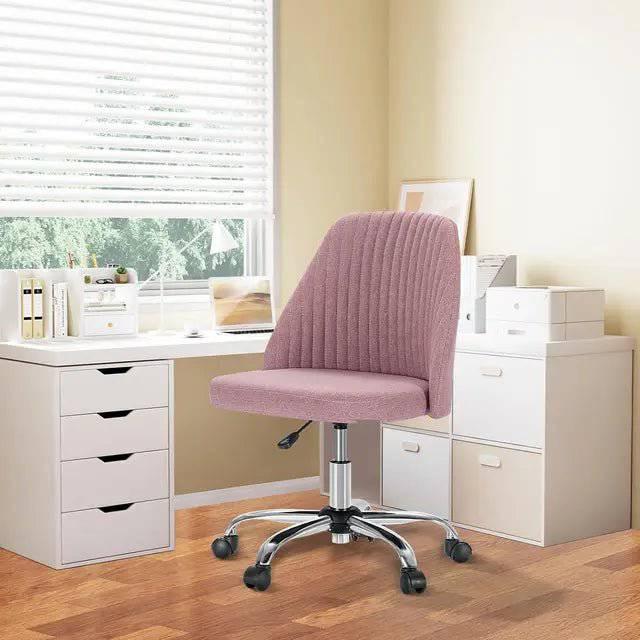Modern Armless Desk Chair with Soft Fabric Upholstery, Stylish Swivel Office Chair for Home and School Use - Platinum-Level Office Chairs