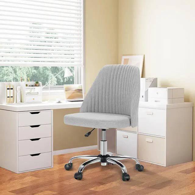 Modern Armless Desk Chair with Soft Fabric Upholstery, Stylish Swivel Office Chair for Home and School Use - Platinum-Level Office Chairs