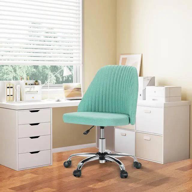 Modern Armless Desk Chair with Soft Fabric Upholstery, Stylish Swivel Office Chair for Home and School Use - Platinum-Level Office Chairs