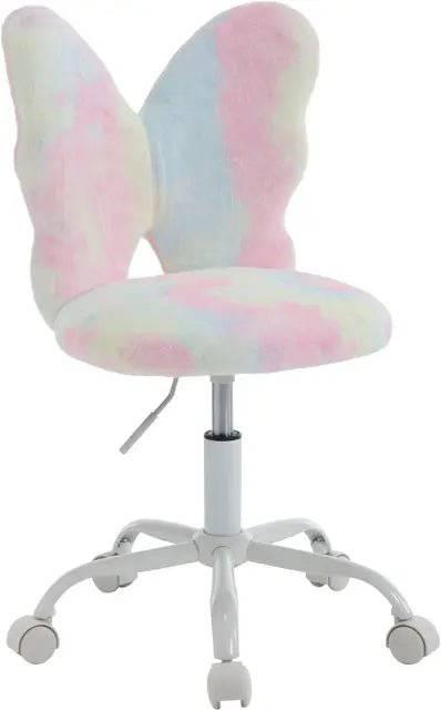 Furry Butterfly Adjustable Desk Chair for Girls - Swivel Study & Reading Chair - Platinum-Level Office Chairs