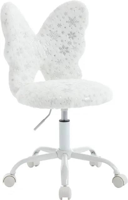 Furry Butterfly Adjustable Desk Chair for Girls - Swivel Study & Reading Chair - Platinum-Level Office Chairs