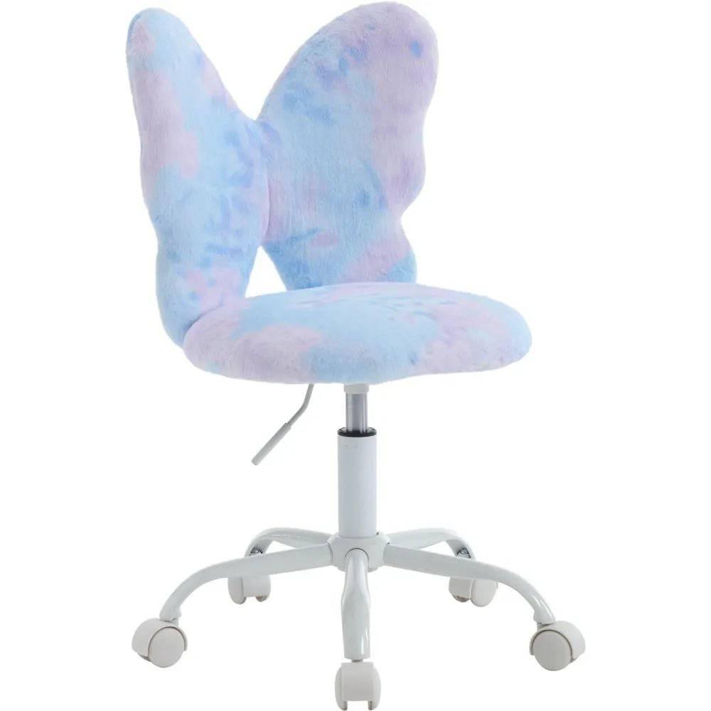 Furry Butterfly Adjustable Desk Chair for Girls - Swivel Study & Reading Chair - Platinum-Level Office Chairs