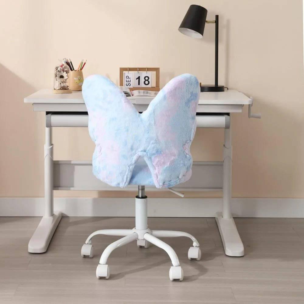 Furry Butterfly Adjustable Desk Chair for Girls - Swivel Study & Reading Chair - Platinum-Level Office Chairs