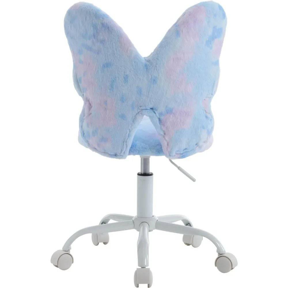 Furry Butterfly Adjustable Desk Chair for Girls - Swivel Study & Reading Chair - Platinum-Level Office Chairs