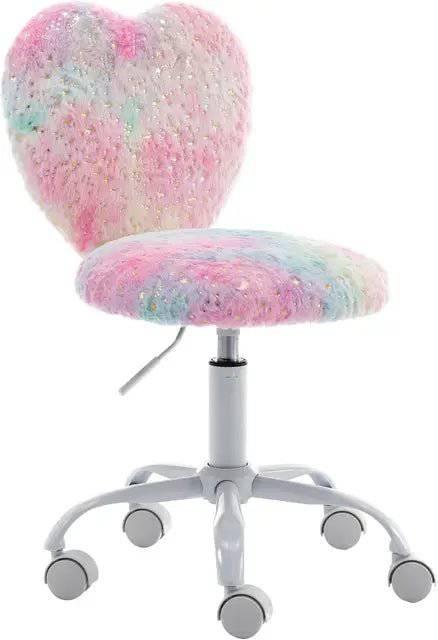 Furry Butterfly Adjustable Desk Chair for Girls - Swivel Study & Reading Chair - Platinum-Level Office Chairs