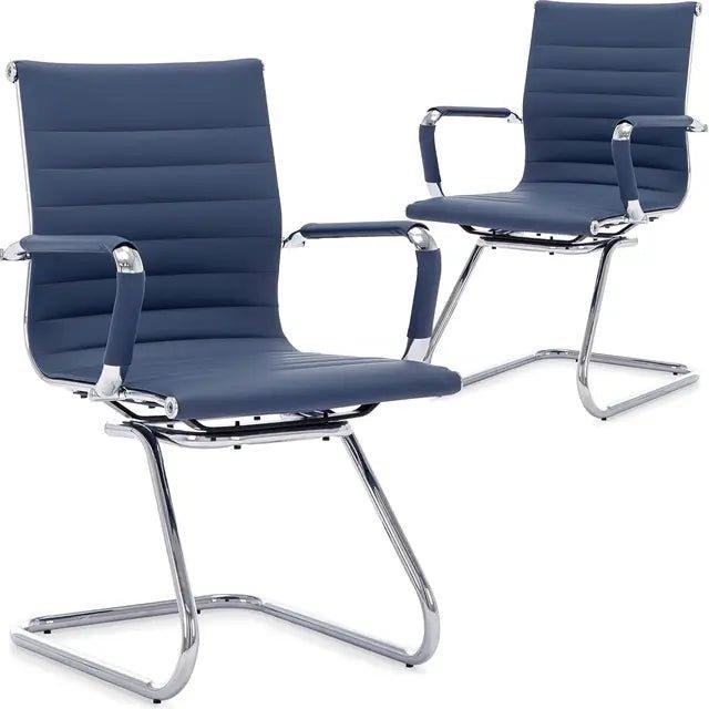 Ergonomic Leather Reception Chairs with Sled Base for Office and Conference Rooms - Platinum-Level Office Chairs