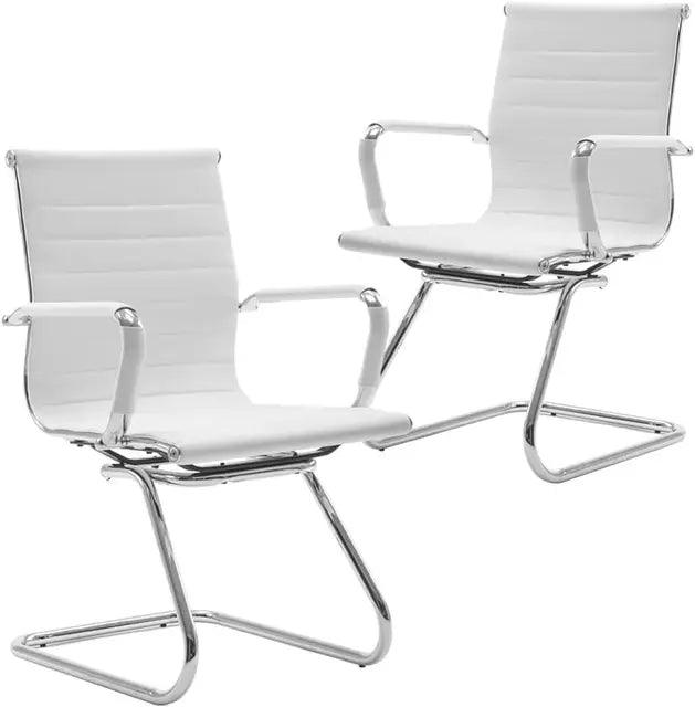 Ergonomic Leather Reception Chairs with Sled Base for Office and Conference Rooms - Platinum-Level Office Chairs