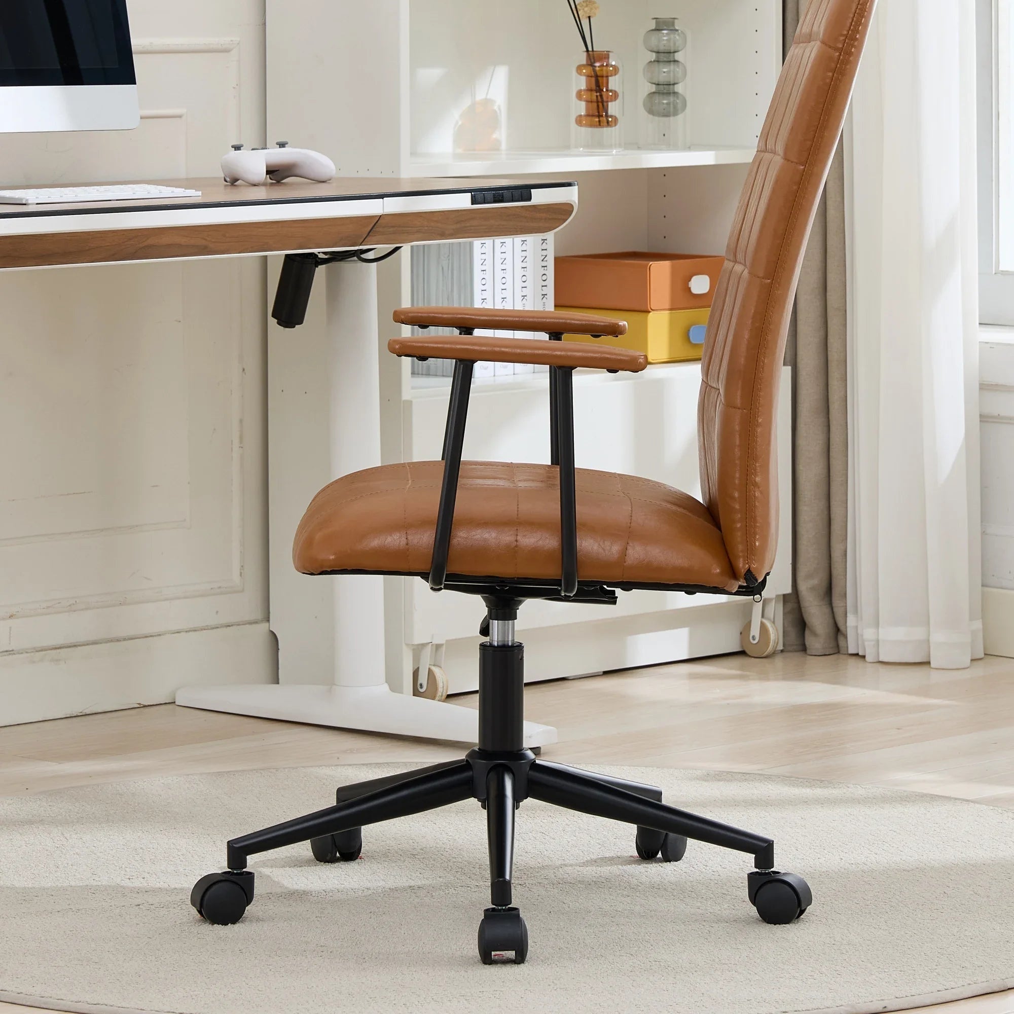 Antique Brown PU Leather Office Chair With Armrest And Gas Lift by Platinum-Level Office Chairs