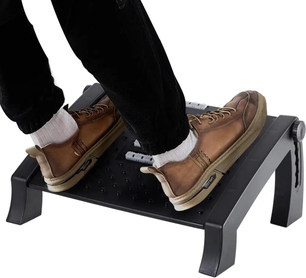 Casazenith Foot Rest in black with textured non-slip surface for under-desk use.