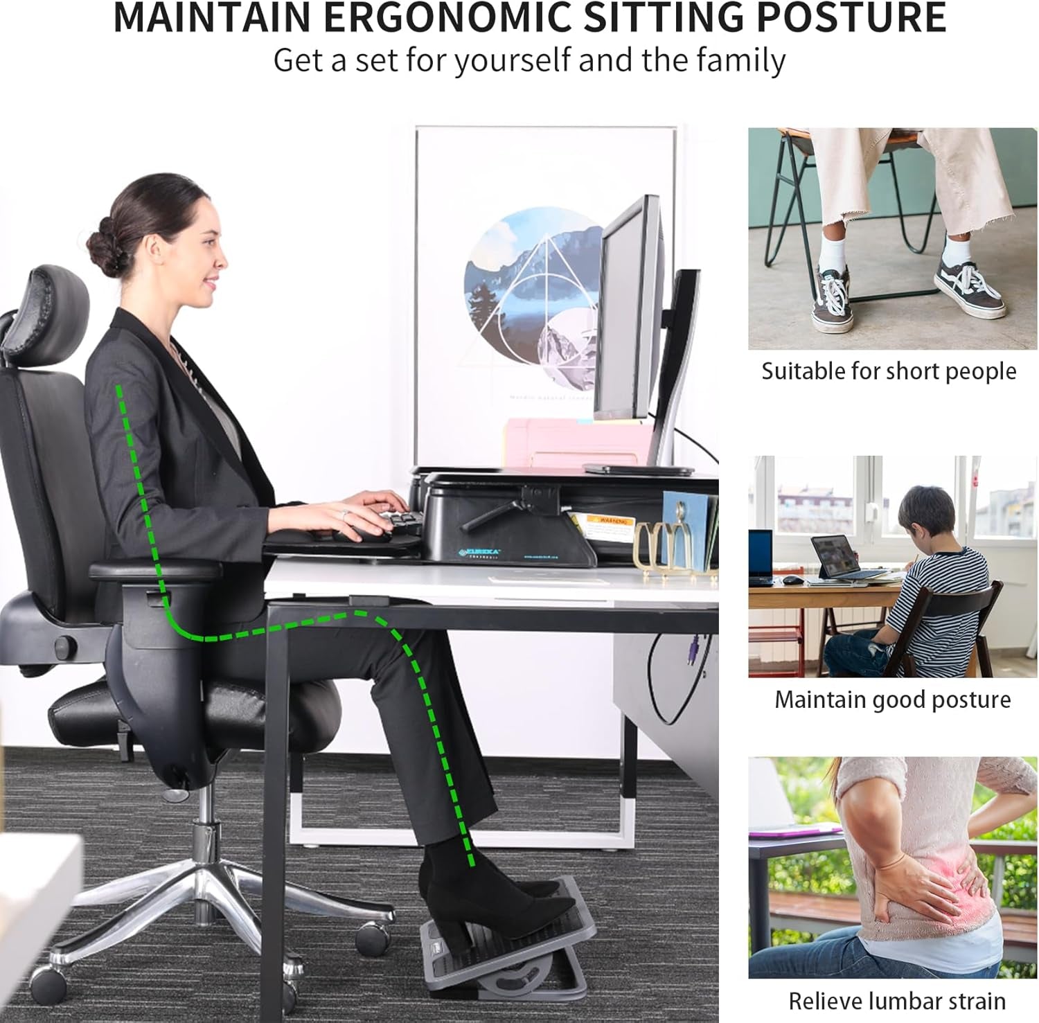 EUREKA ERGONOMIC Tilt Adjustable Footrest, Foot Rest for under Desk at Work with Massage Surface, Office Foot Rest under Desk with 20 Degree Tilt No Locking, Metal Frame | 20° Tilt Adjustable Foot Rest with Massage Surface and Sturdy Metal Frame, Designed for Ergonomic under Desk Support