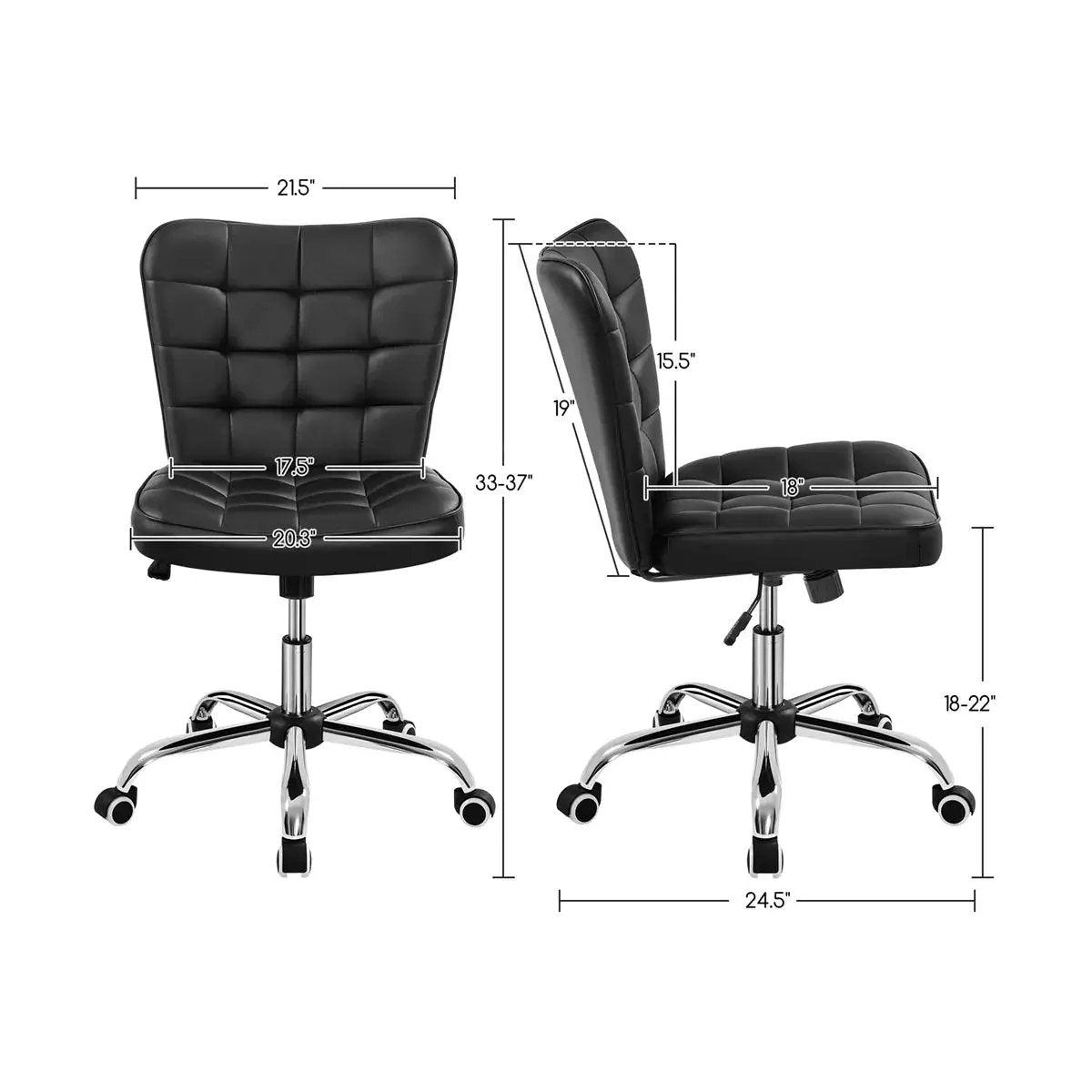 Yaheetech Modern Mid-Back Office Chair Armless Desk Chair