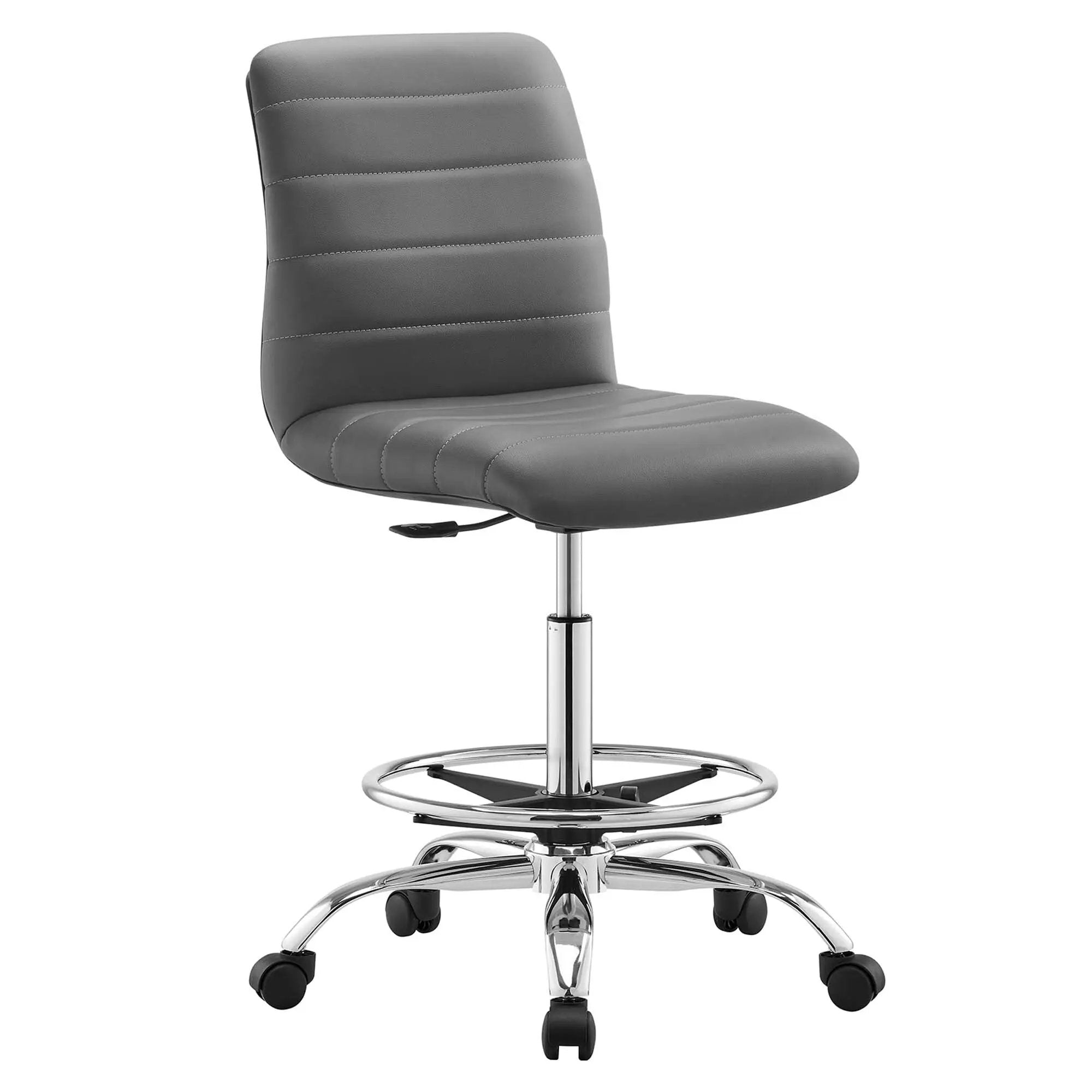 Drafting Chair Vegan Leather Armless Adjustable Stool