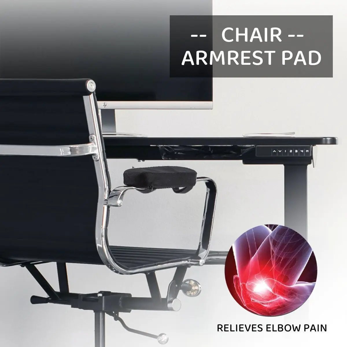 2 Pack Office Chair Armrest Pads Covers Black Arm Rest Covers for Office Chairs