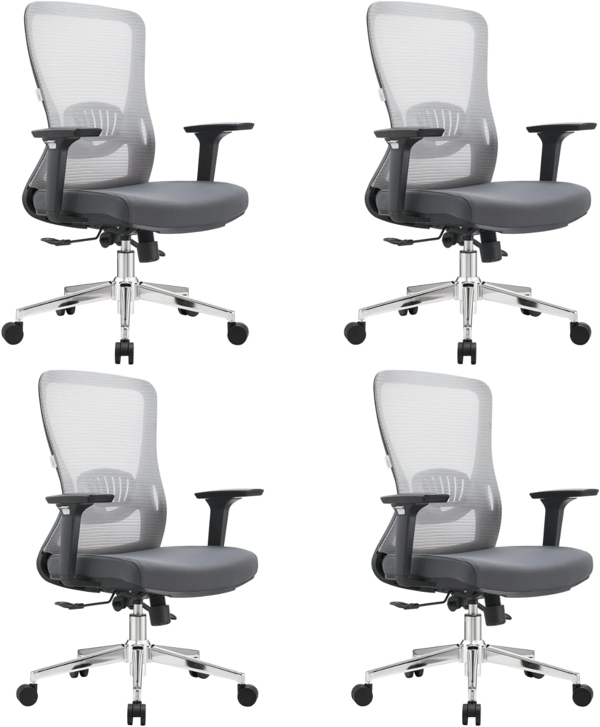 Leisuremod Ergonomic Office Chair Mid-Back Mesh Computer Adjustable Lumbar Support Conference Room Chair with Swivel and Tilt Adorit Series in Grey