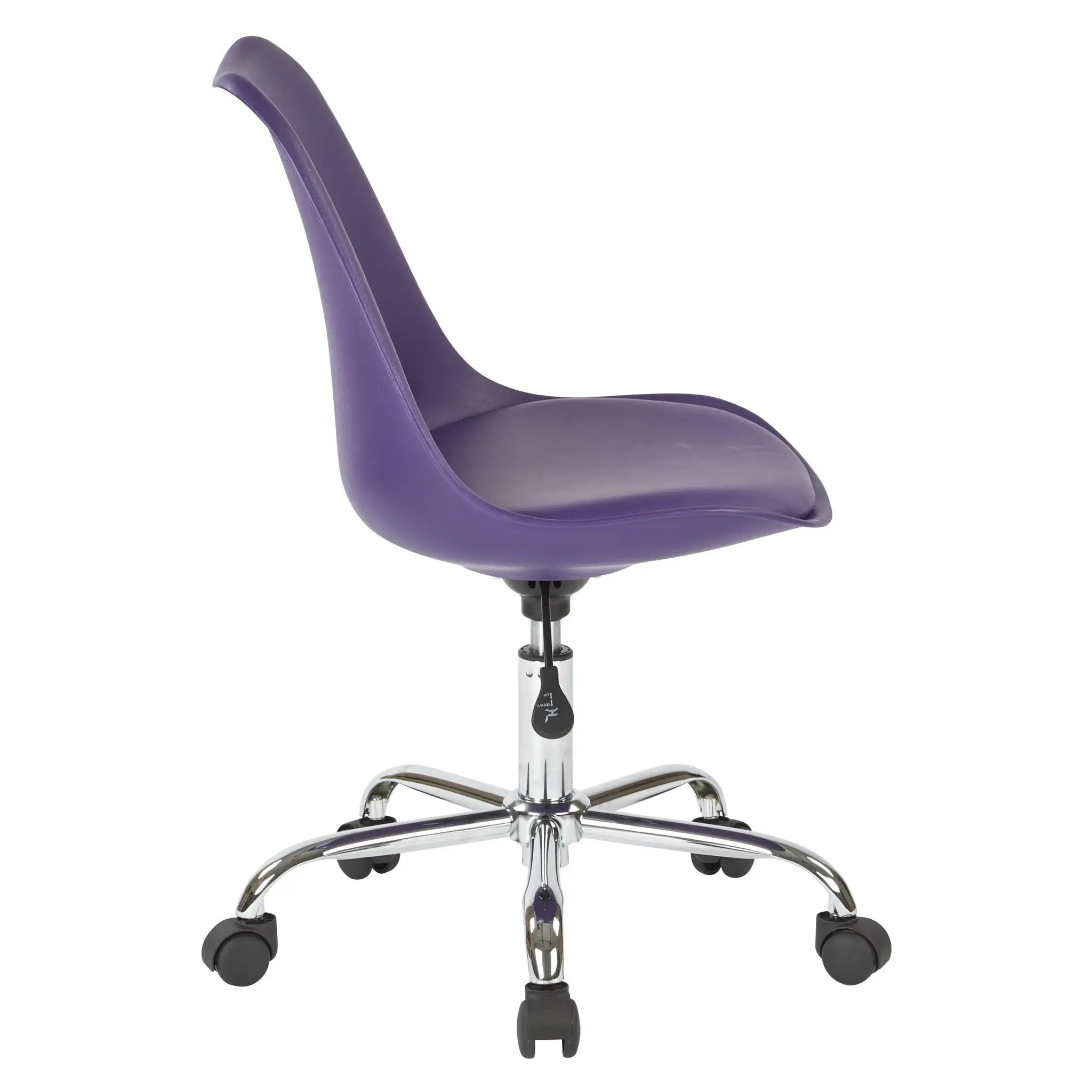 Emerson Office Chair by Office Star Products in purple with a pneumatic chrome base.