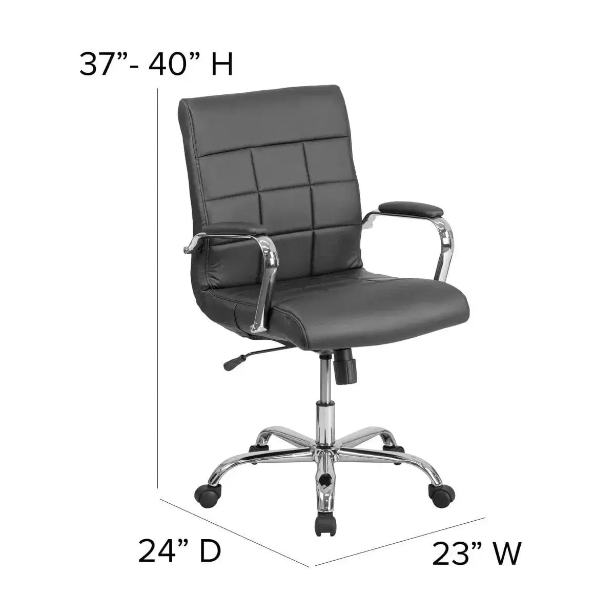 Flash  Mid-Back Vinyl Executive Swivel Office Chair with Chrome Base and Arms Platinum-Level Office Chairs