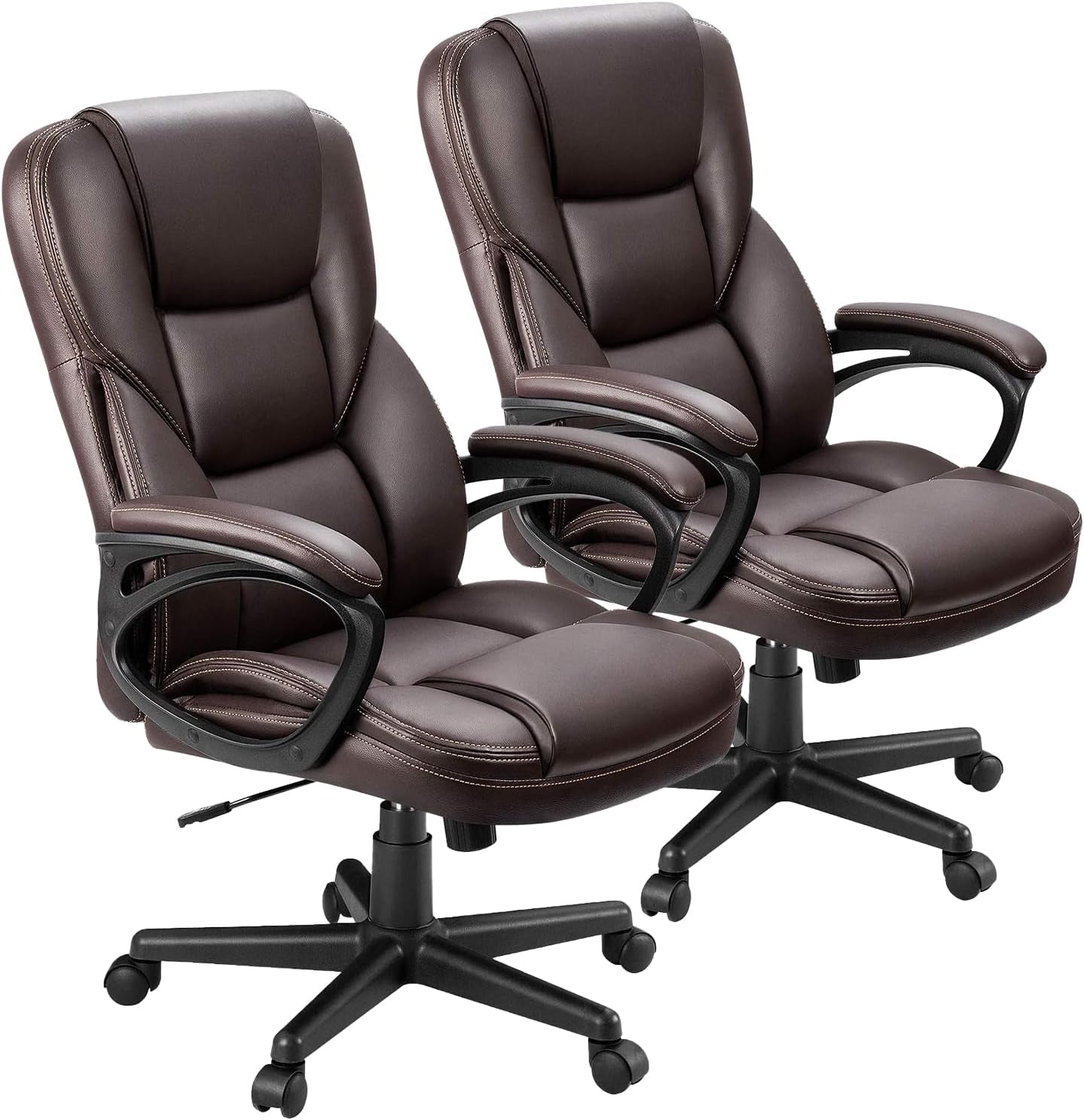 Furmax Office Executive Chair High Back Adjustable Managerial Home Desk Chair, Swivel Computer PU Leather Chair with Lumbar Support (1, Black)