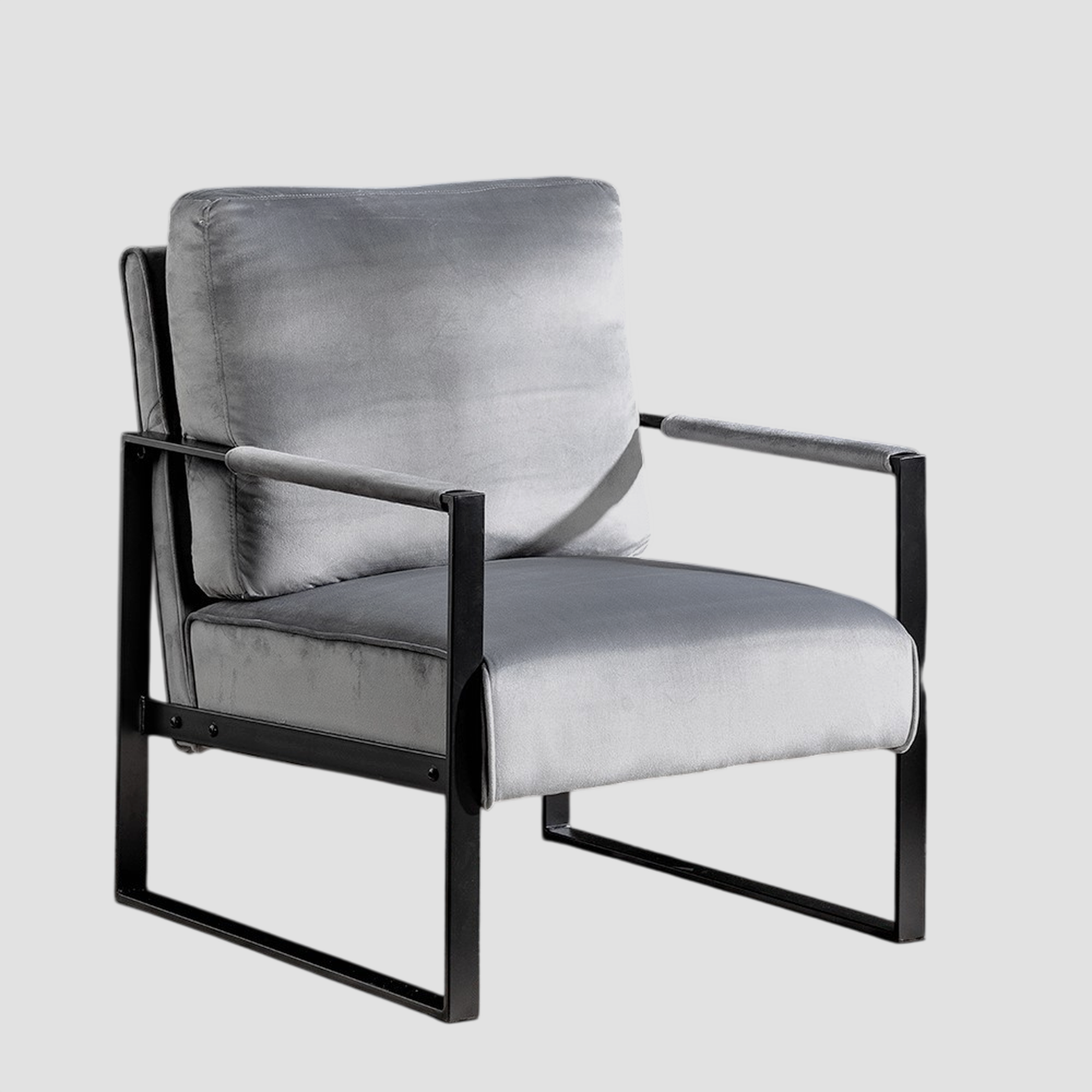 Mid Century Modern Accent Chair Velvet With Durable Metal Frame
