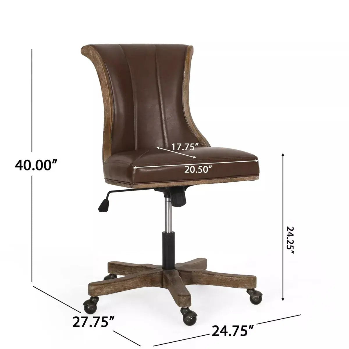 Coulee Contemporary Upholstered Roll Back Swivel Office Chair Dark Brown/Natural - Christopher Knight Home: Ergonomic, Adjustable Height