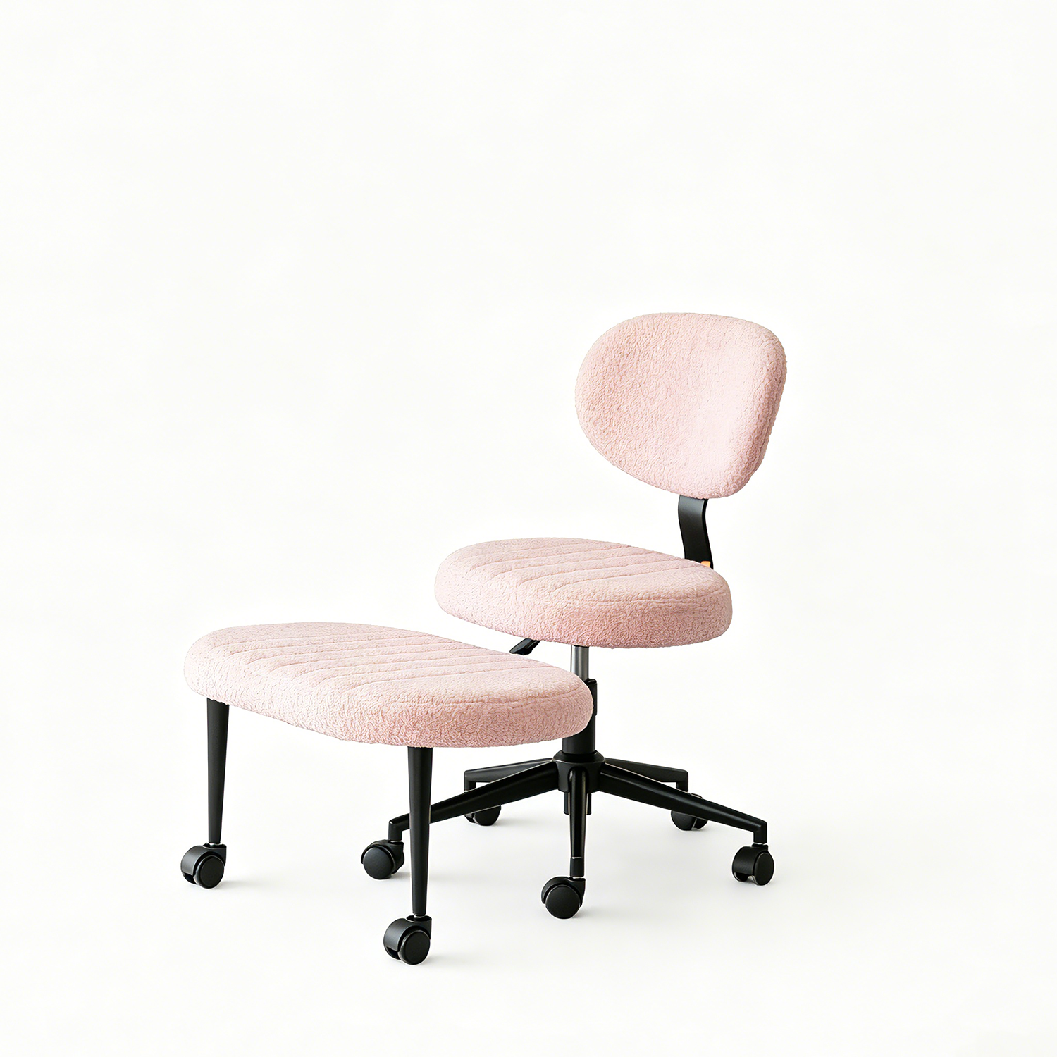 Ergonomic Cross Legged Office Chair, Velvet Kneeling Chair, Blush Pink