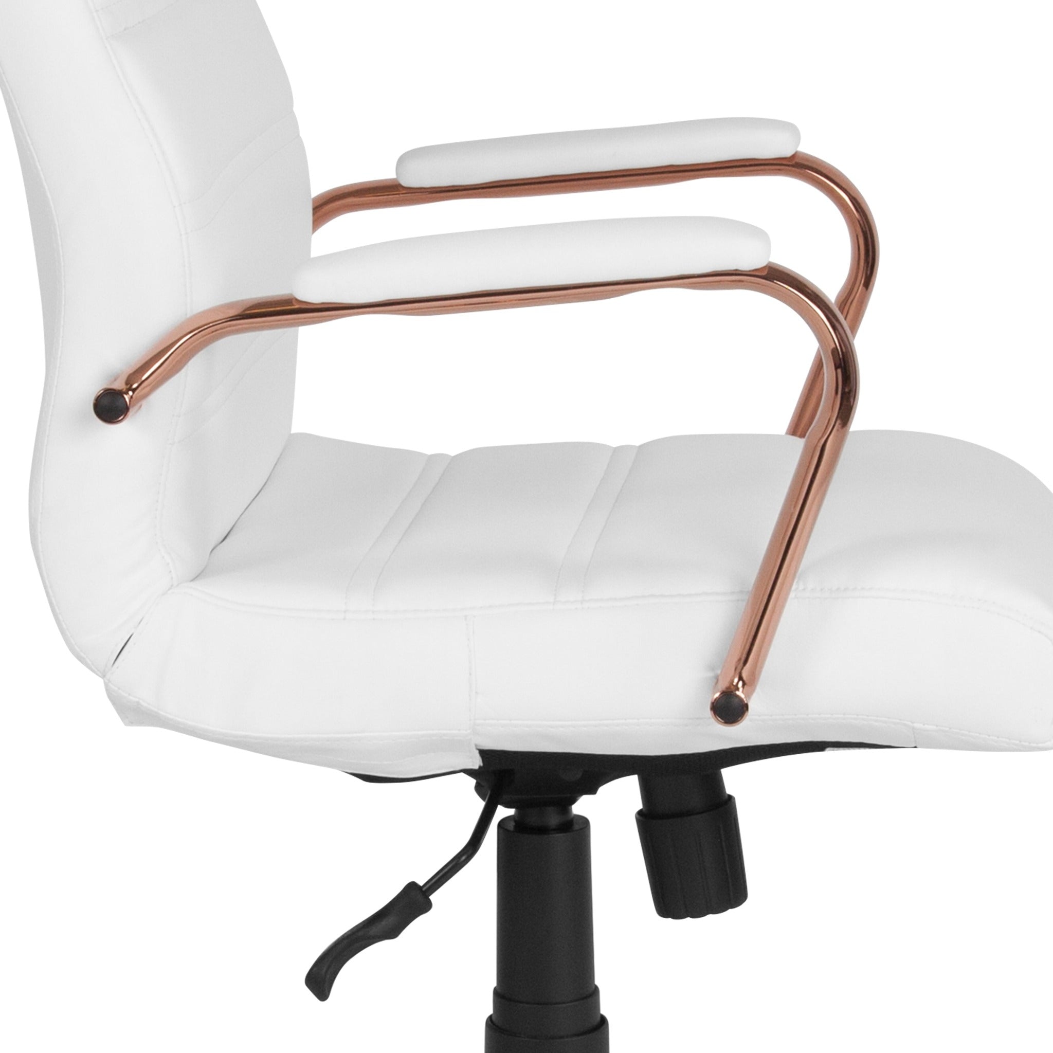 Whitney High Back White LeatherSoft Executive Office Chair with Rose Gold Frame
