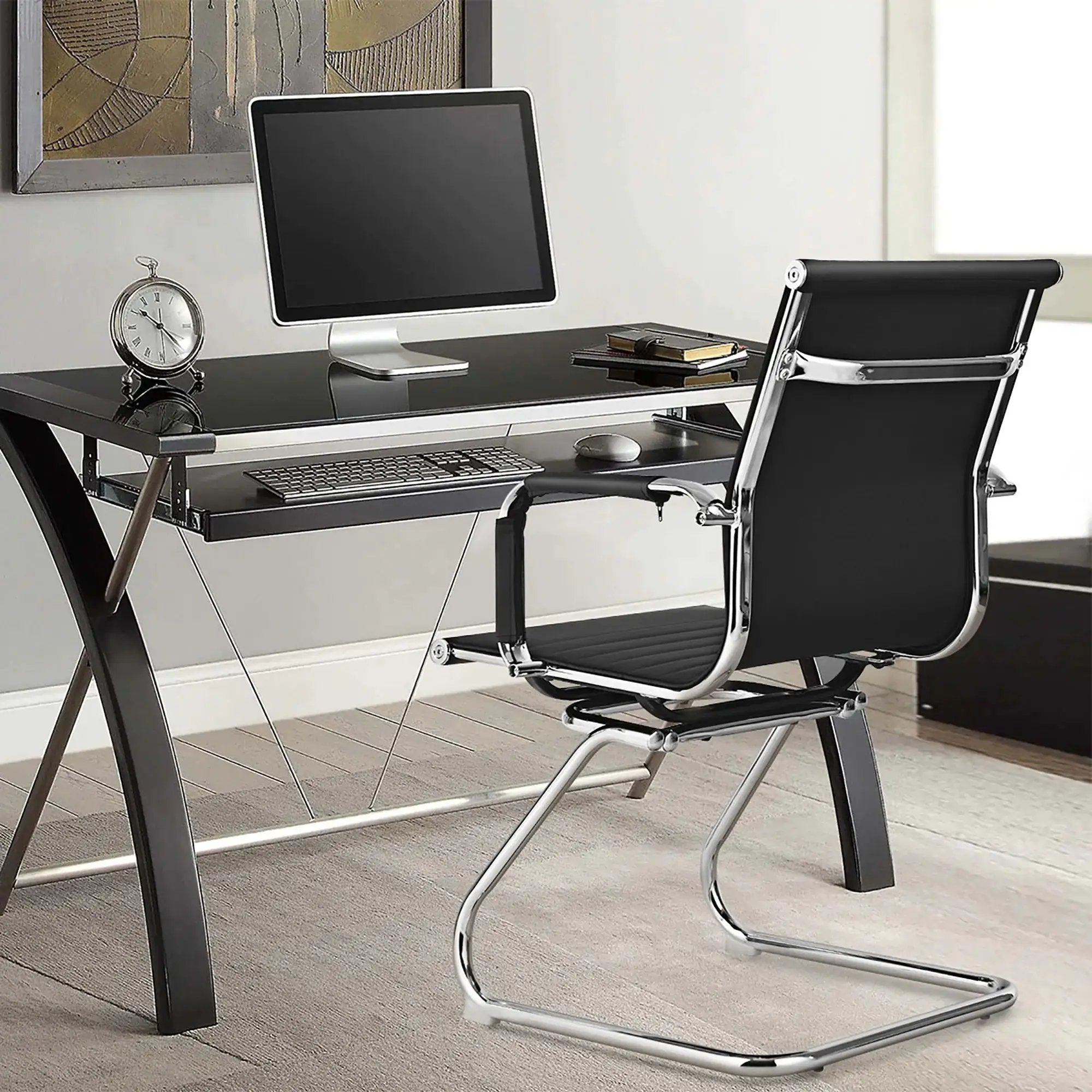 Costway Set of 2 Office Waiting Room Chairs for Reception Conference