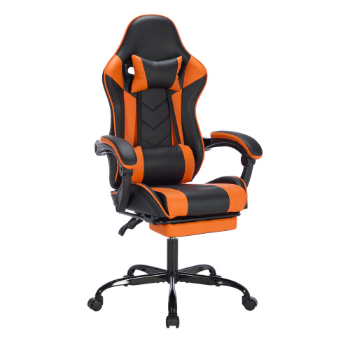 Ergonomic Gaming Chair, Footrest, Lumbar Massage, Orange - Platinum-Level Office Chairs