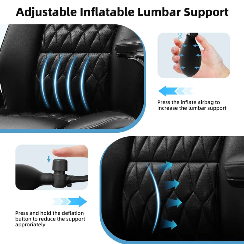 Modern PU Leather Ergonomic Office Chair with Adjustable Lumbar