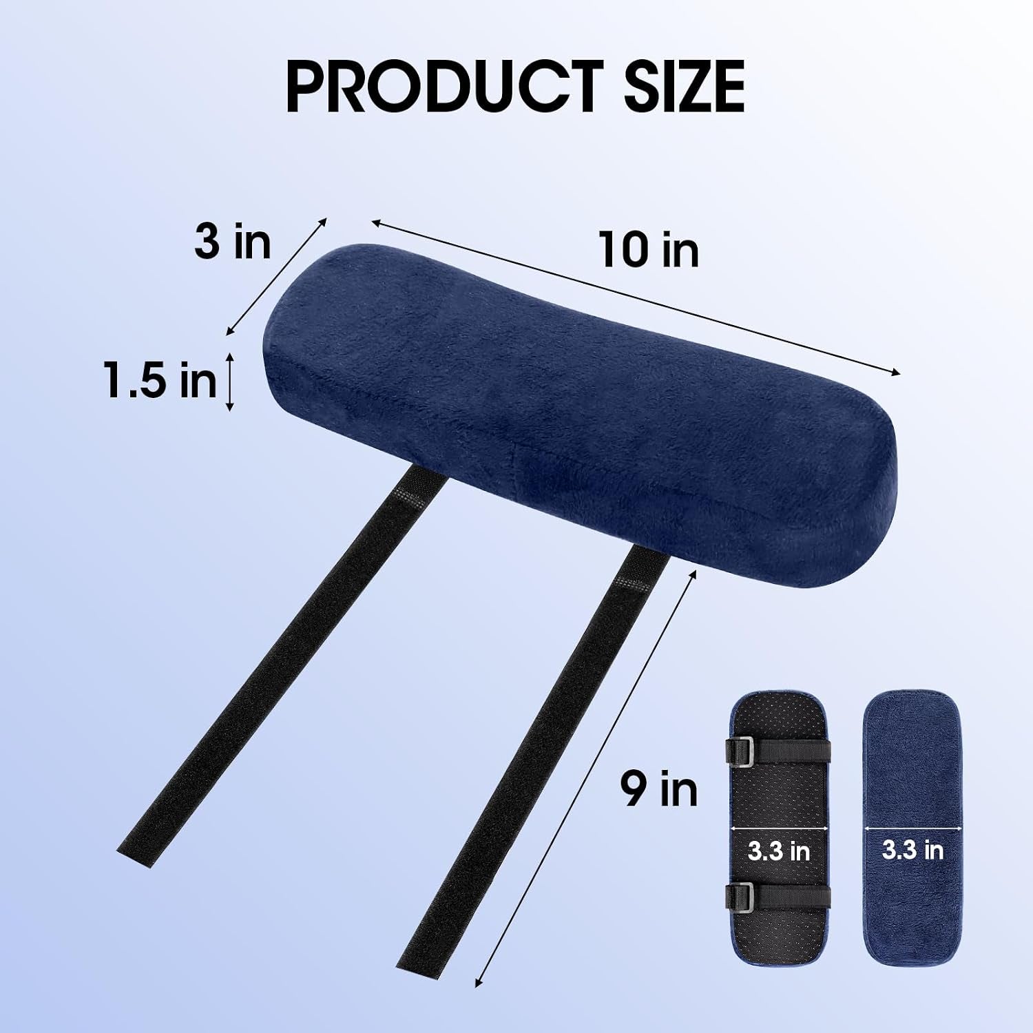 ZNCMRR 2 Pack Office Chair Armrest Pads Covers with Memory Foam(Blue) | Adjustable Elbow Pillow for Forearm Pressure Relief, Arm Rest Covers for Office Chairs, Wheelchair, Comfy Gaming Chair