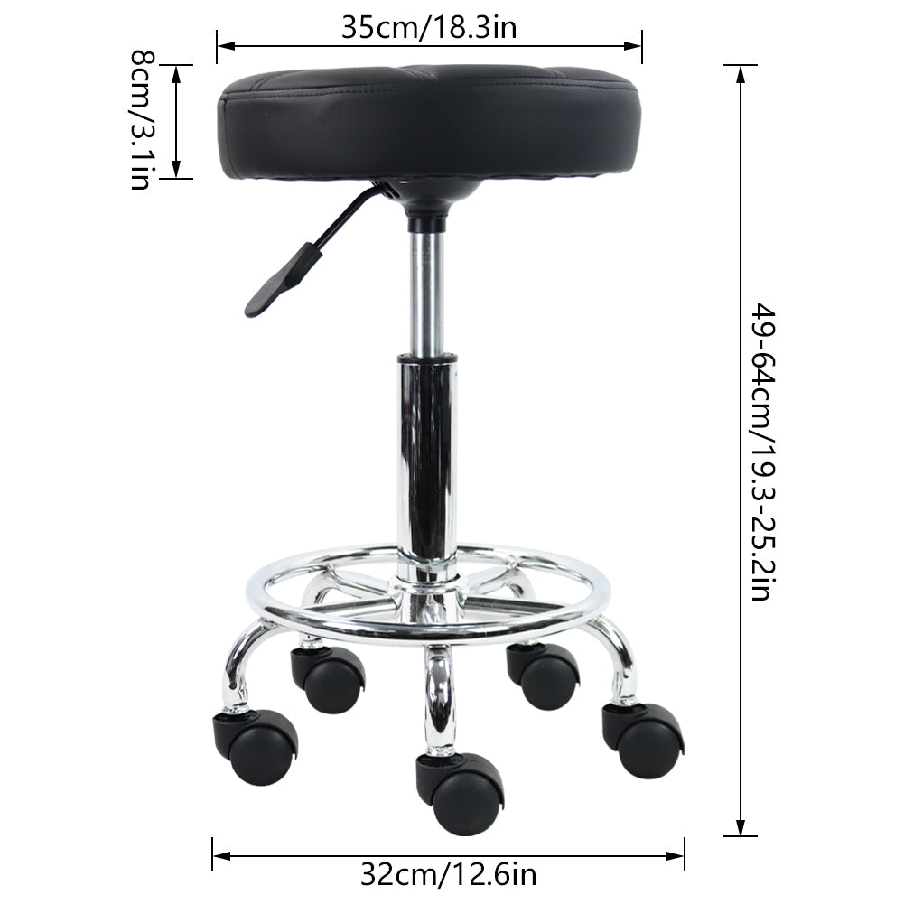 PU Leather Rolling Salon Stool With Adjustable Height 360